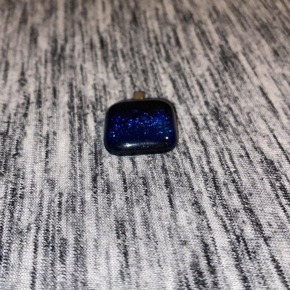 Vintage Y2K Ombré Blue Square Art Glass Pendant for Necklace Costume Jewelry - Picture 7 of 15